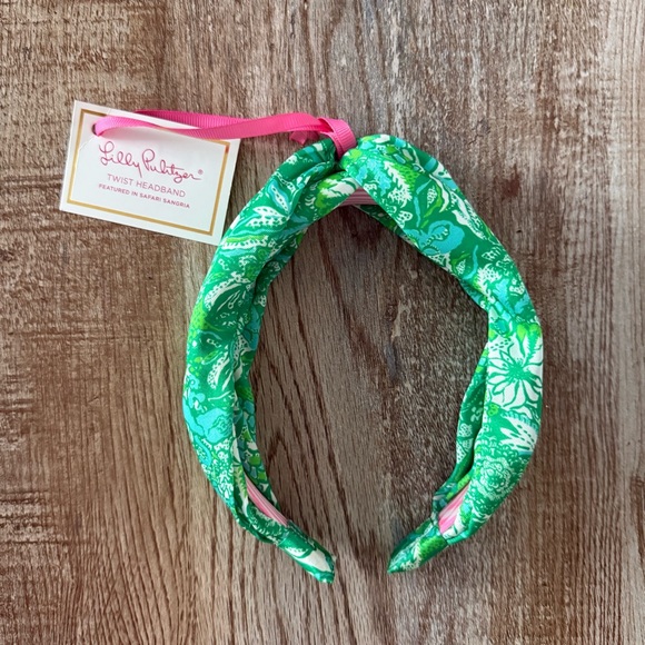 Lilly Pulitzer Green Top Knot Headband, Safari Sangria - Picture 3 of 6